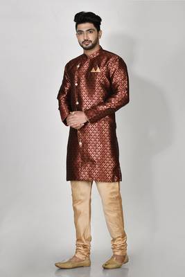 Ranak Maroon Banarasi Jacquard Kurta Pajama 2
