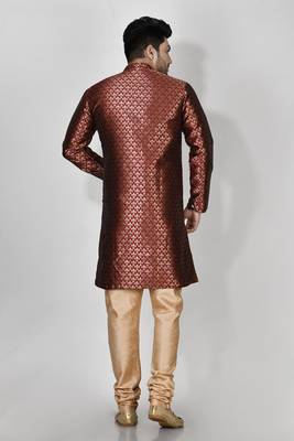 Ranak Maroon Banarasi Jacquard Kurta Pajama 3