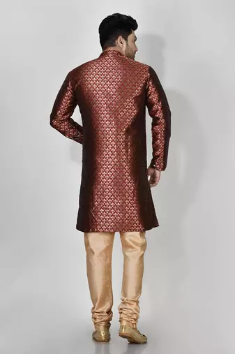 Ranak Maroon Banarasi Jacquard Kurta Pajama