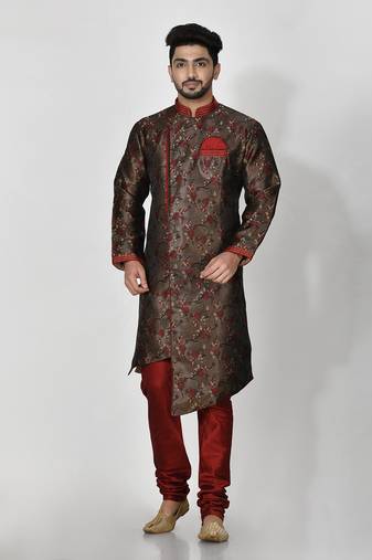 Ranak Brown Banarasi Jacquard Kurta Pajama