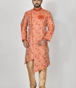 Ranak Orange Banarasi Jacquard Kurta Pajama
