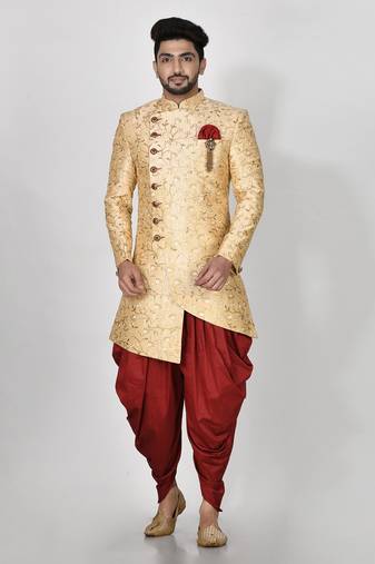 Ranak Gold Mulbary Silk Indo Western