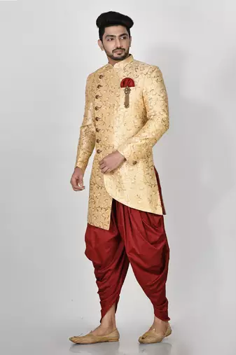 Ranak Gold Mulbary Silk Indo Western