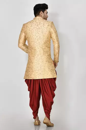 Ranak Gold Mulbary Silk Indo Western
