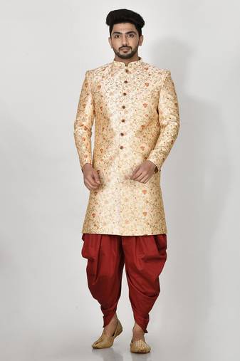 Ranak Orange Mulbary Silk Indo Western
