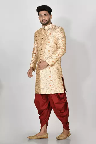 Ranak Orange Mulbary Silk Indo Western