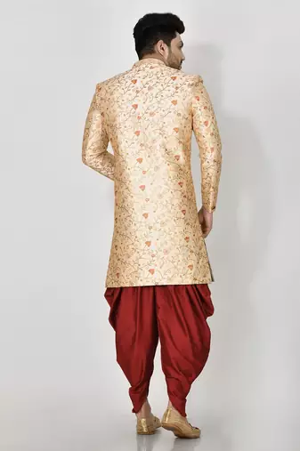 Ranak Orange Mulbary Silk Indo Western