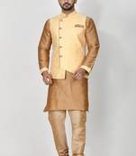 Ranak Biscuite Banarasi Jacquard & Dupion Silk Kurta Pajama Jacket