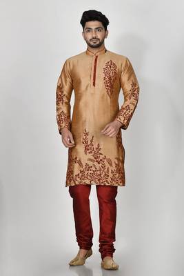 Ranak Rose Gold Dupion Silk Kurta Pajama 1
