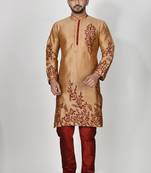 Ranak Rose Gold Dupion Silk Kurta Pajama