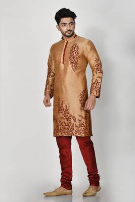 Ranak Rose Gold Dupion Silk Kurta Pajama 2