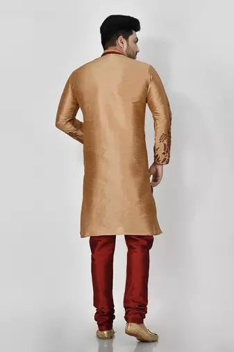 Ranak Rose Gold Dupion Silk Kurta Pajama