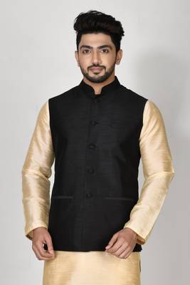 Ranak Black Dupion Silk Jacket 1