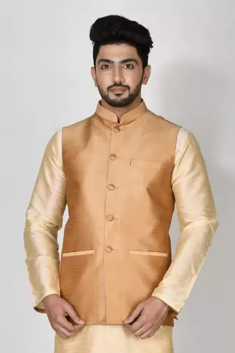 Ranak Rose Gold Dupion Silk Jacket