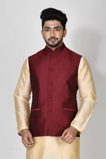 Ranak Wine Art Silk Jacket