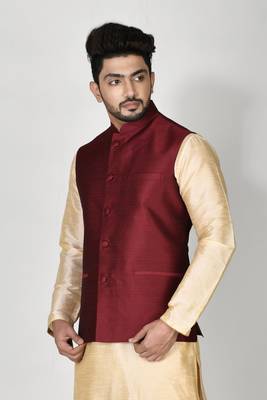 Ranak Wine Art Silk Jacket 2