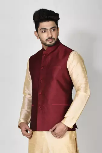 Ranak Wine Art Silk Jacket