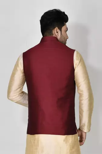 Ranak Wine Art Silk Jacket