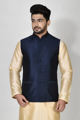 Ranak Navy Blue Art Silk Jacket