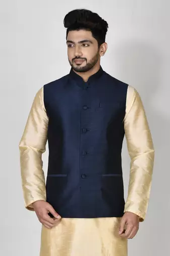 Ranak Navy Blue Art Silk Jacket