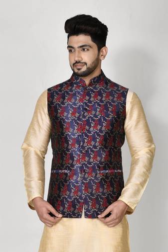 Ranak Royal Blue Jacquard Jacket
