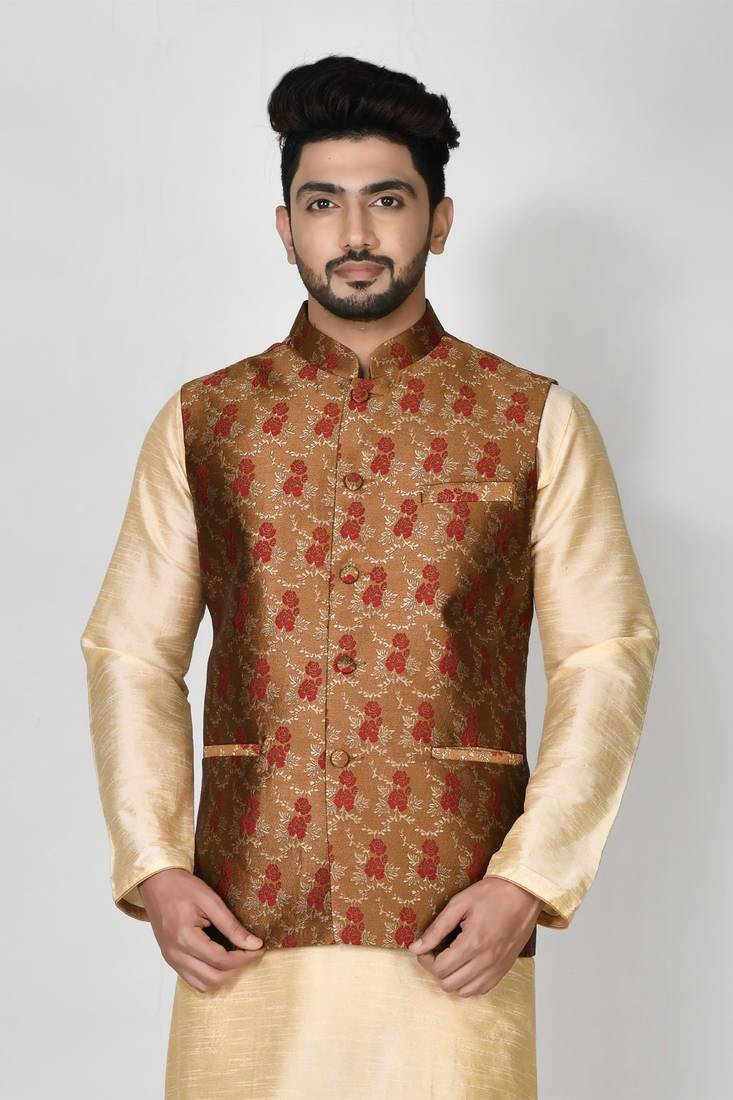 Ranak Brown Jacquard Jacket