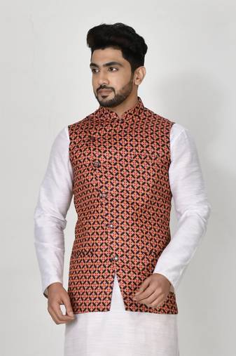 Ranak Multicolour Art silk Print Jacket