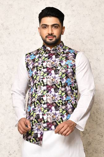 Ranak Multicolour Art Silk Nehru Jacket