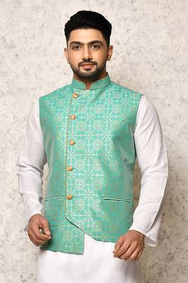 Ranak Firoza Art Silk Nehru Jacket 1