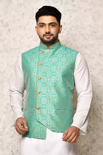 Ranak Firoza Art Silk Nehru Jacket