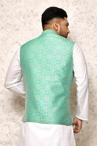 Ranak Firoza Art Silk Nehru Jacket