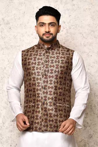 Ranak Multicolour Art Silk Nehru Jacket