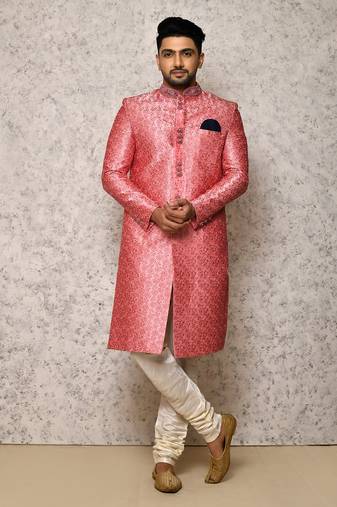 Ranak Pink Art Silk Indowestern Sherwani