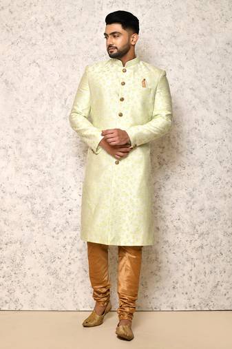 Ranak Pastel Cotton & Jacquard Indowestern Sherwani