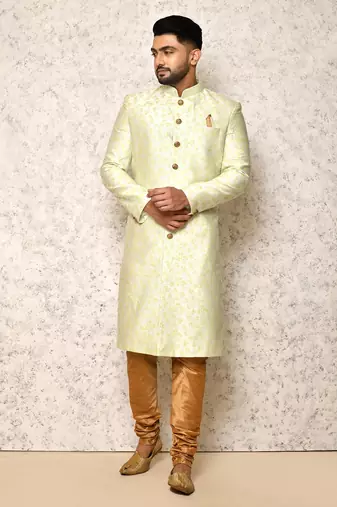 Ranak Pastel Cotton & Jacquard Indowestern Sherwani