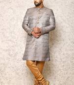 Ranak Grey Art Silk Indowestern Sherwani