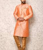 Ranak Pink Art Silk & Jacquard Indowestern Sherwani
