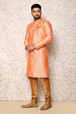 Ranak Pink Art Silk & Jacquard Indowestern Sherwani 2