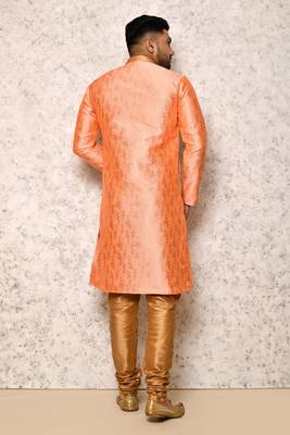 Ranak Pink Art Silk & Jacquard Indowestern Sherwani 3