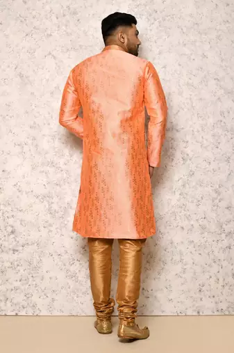 Ranak Pink Art Silk & Jacquard Indowestern Sherwani