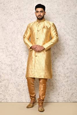 Ranak Gold Art Silk & Jacquard Indowestern Sherwani 1