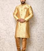 Ranak Gold Art Silk & Jacquard Indowestern Sherwani