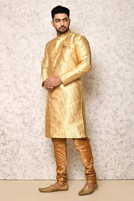 Ranak Gold Art Silk & Jacquard Indowestern Sherwani 2