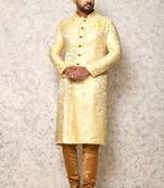 Ranak Yellow Silk Satin Indowestern Sherwani