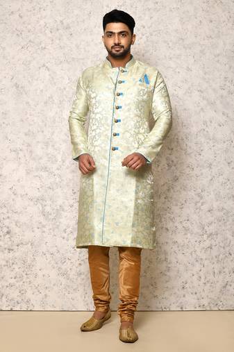 Ranak Firoza Silk Satin Indowestern Sherwani