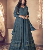 Teal Georgette Embroidery Pakistani Salwar Kameez