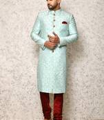 Ranak Sky Cotton & Jacquard Indowestern Sherwani