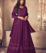 Purple Georgette Embroidery Pakistani Salwar Kameez