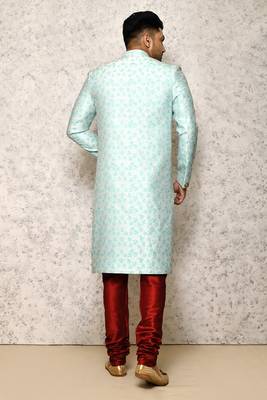 Ranak Sky Cotton & Jacquard Indowestern Sherwani 3