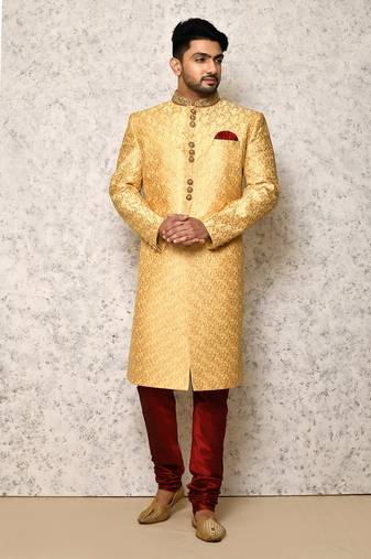 Ranak Gold Art Silk Indowestern Sherwani